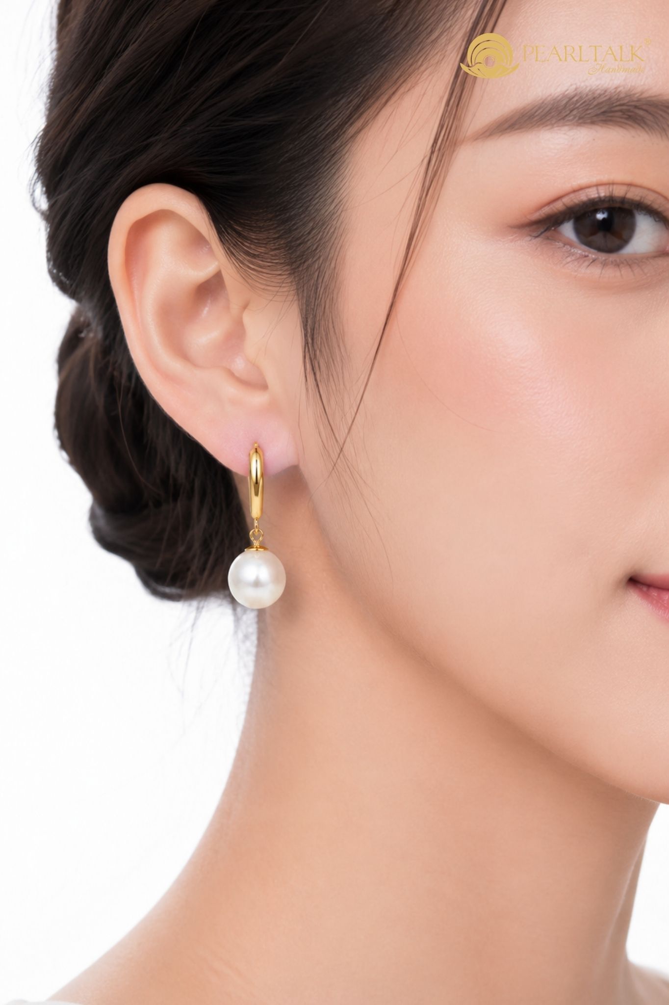 BÔNG TAI NGỌC TRAI HỒNG TÍM TRÒN 8.5MM